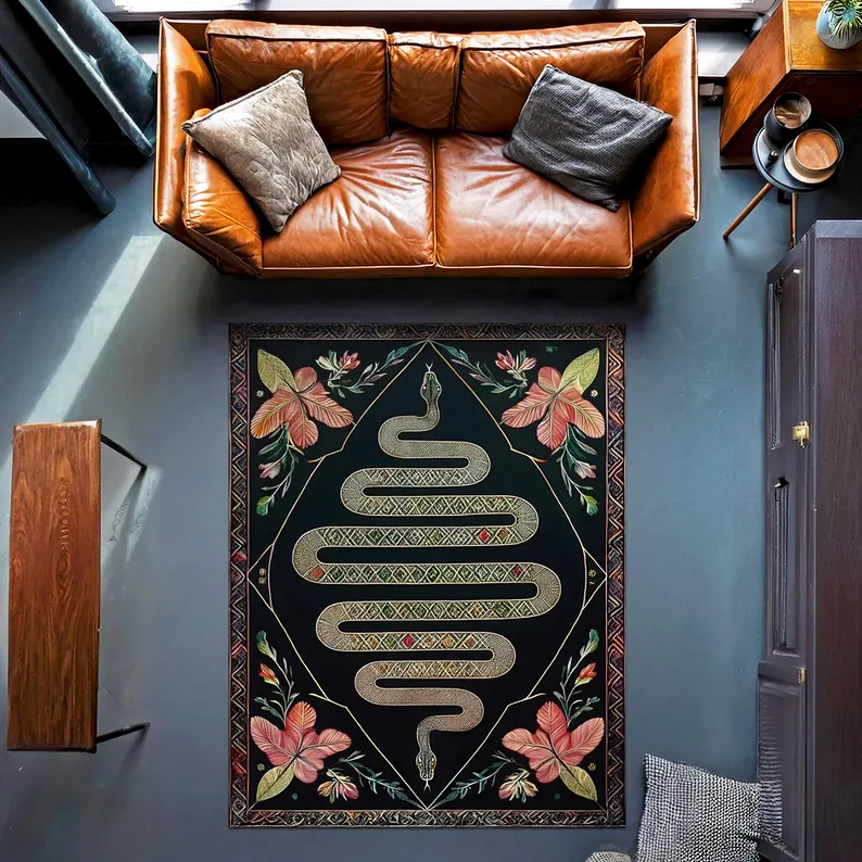 Commercial Printing And Design - Mystical Snake and Floral Design Rug