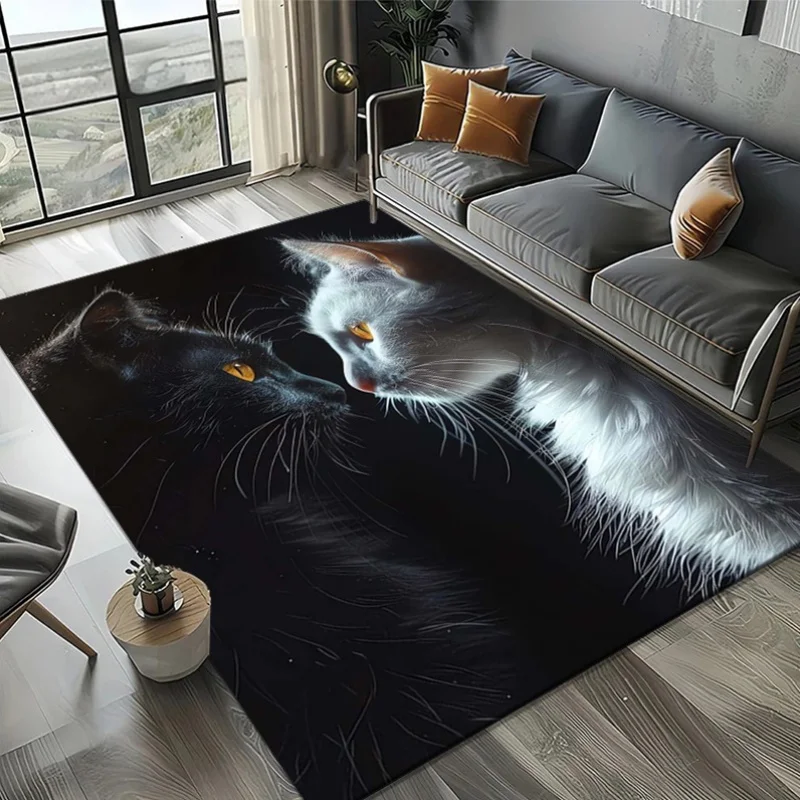 Commercial Printing And Design - Cat Print Carpet White Cat Black