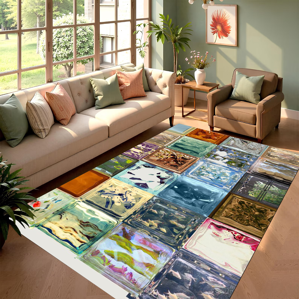 Creative Plaid Printed Carpet  - Commercial Glass Printing incelemesi ve fiyatı