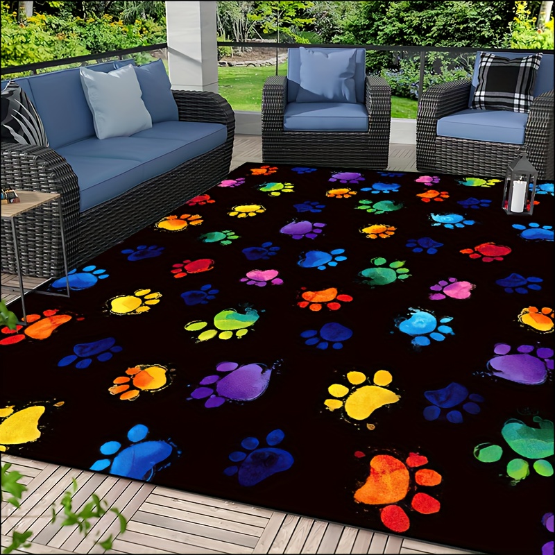 1pc Vibrant Dog Paw Print Area - Commercial Printing And Design incelemesi ve fiyatı