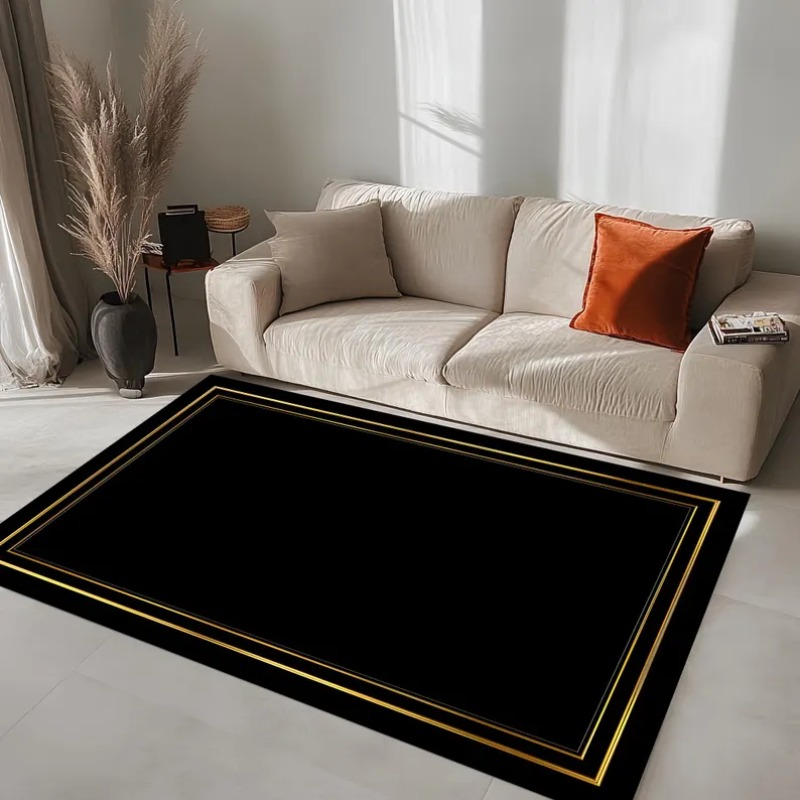 Modern Black Gold Area Rug Min - Commercial Printing Services incelemesi ve fiyatı