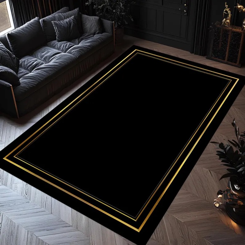 Modern Black Gold Area Rug Min - Commercial Printing Services incelemesi ve fiyatı