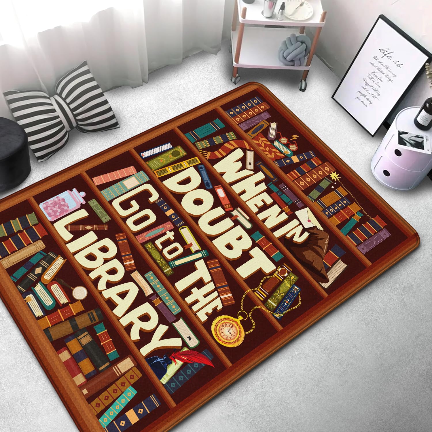 Bookshelf Area Rug for Teen St - Commercial Printing Books incelemesi ve fiyatı