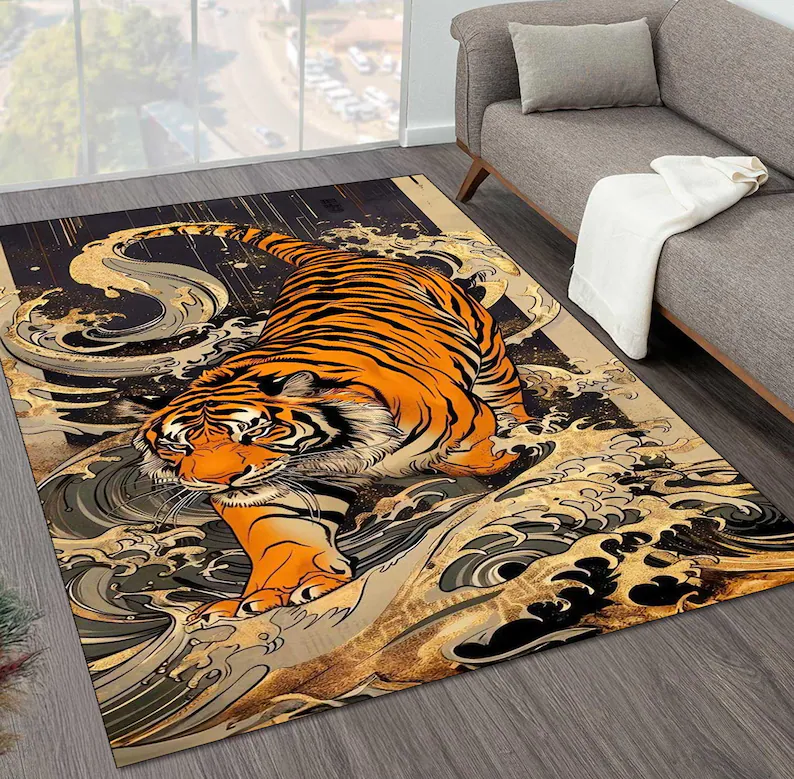 Tiger Area Rug Japanese Art Li - Commercial Printing And Design incelemesi ve fiyatı
