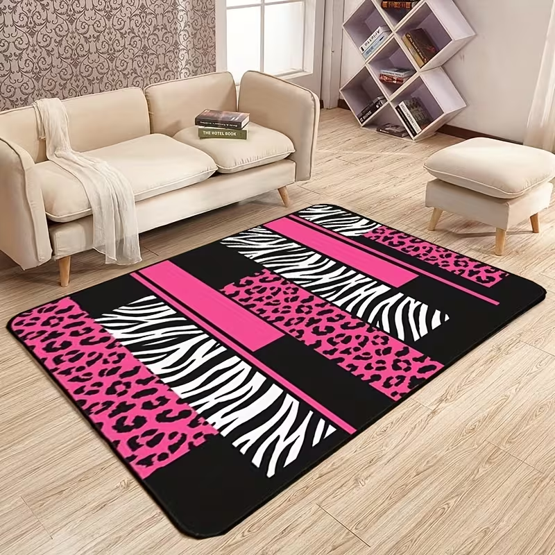 Pink Leopard Zebra Print Rug M - Commercial Printing Services incelemesi ve fiyatı